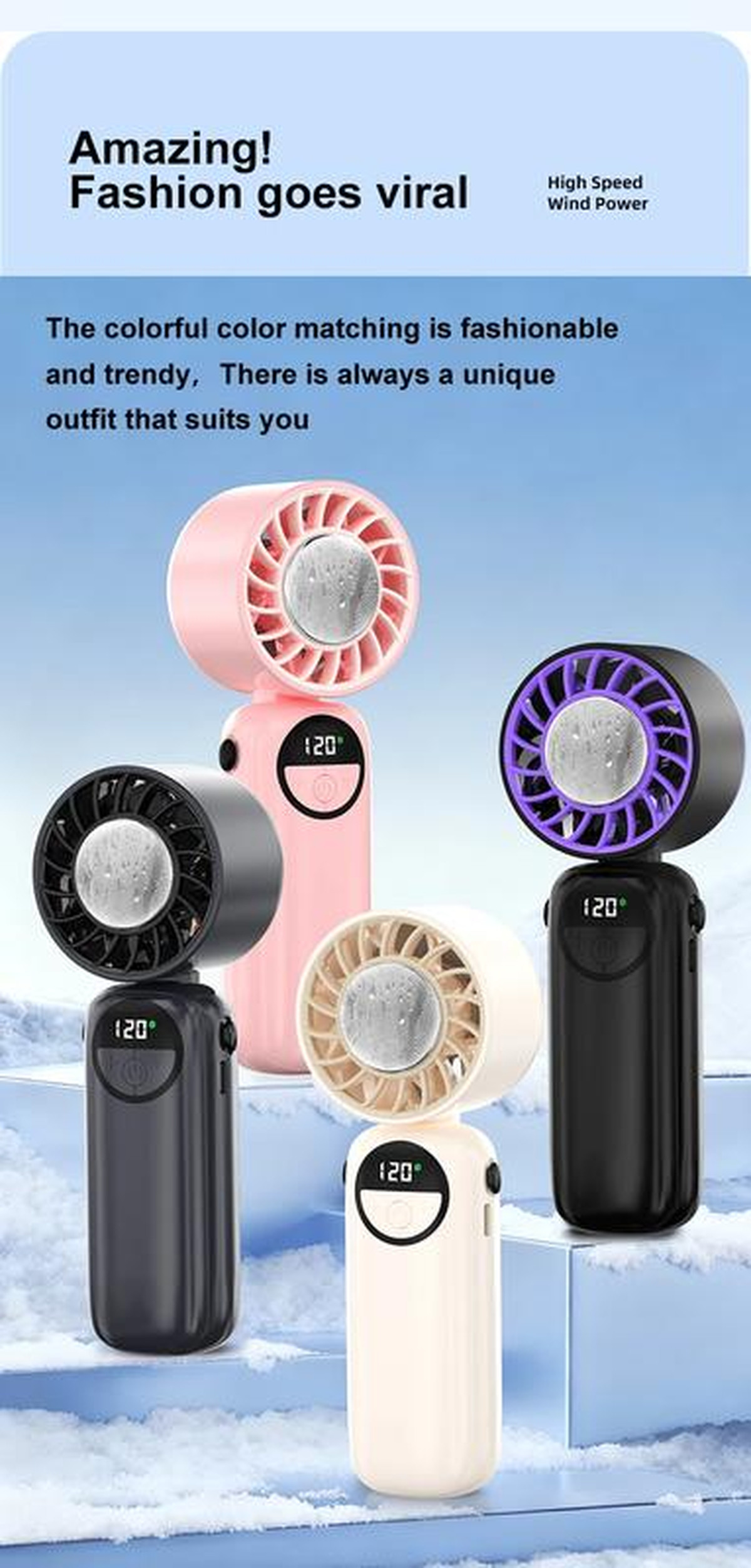  New Handheld Portable Cooling Fan 120 Speeds Adjustable Refrigeration Quite Mini Turbo Fan Type-C High Speed Cold Compress Fan | Fugo Best